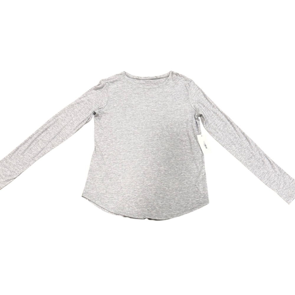 Vince Womens Pima Cotton Modal Long Sleeve Crew Neck Tee Grey Heather M NEW